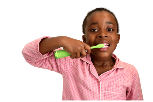 Child brushing teeth, showing how reliable water service supports everyday routines